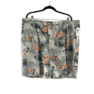 Izod Saltwater Men 40 Silver Birch Botanical Print 9.5 Inseam Classic Short NWT